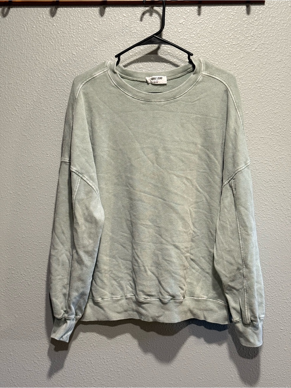 Double Zero Ribbed Crew Neck Sweatshirt Green Small